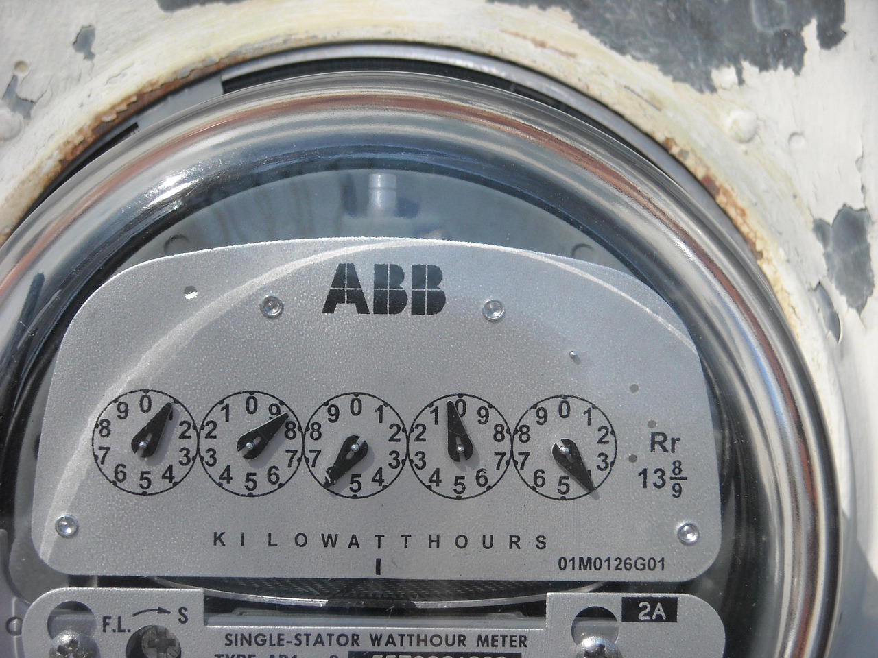 Close-up of an electric meter dial